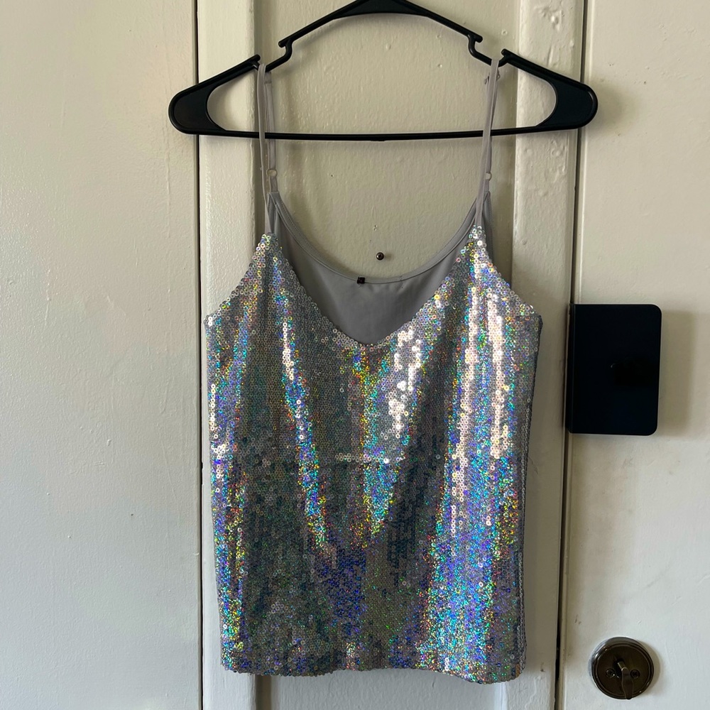 Sparkly Monochrome Sequin Tank Top